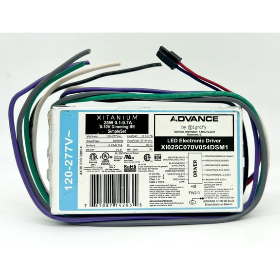 Philips Advance Xitanium LED Electronic Driver by Signify XI025C070V054DSM1, 0-10V Dimming, SimpleSet