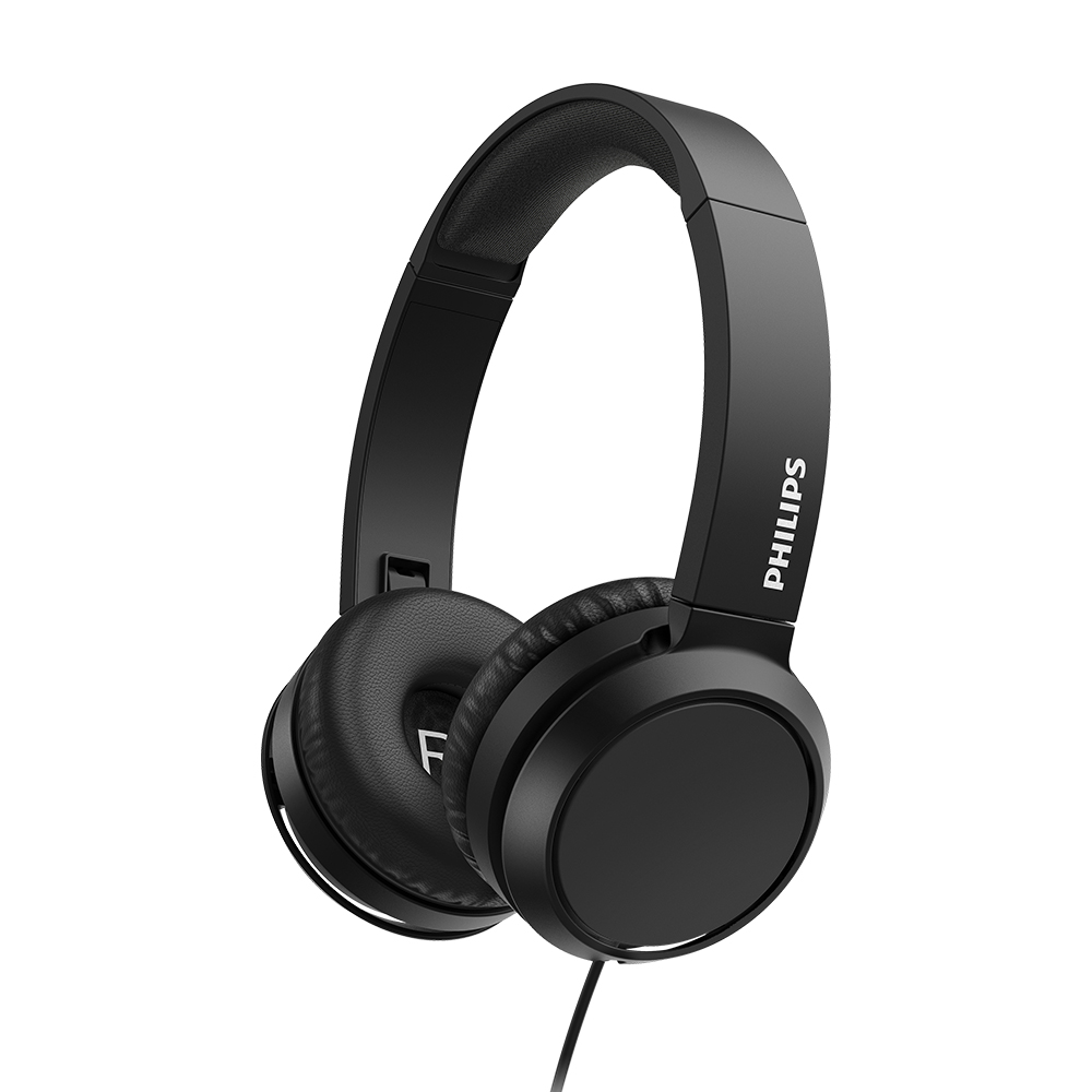 Philips Audio On-Ear Headphones TAH4105BK/00 with Microphone (In-Line Remote Control, Flat Folding, Angled Jack, Padded Headband, Noise Isolating) Black – 2020/2021 Model - image 1 of 5