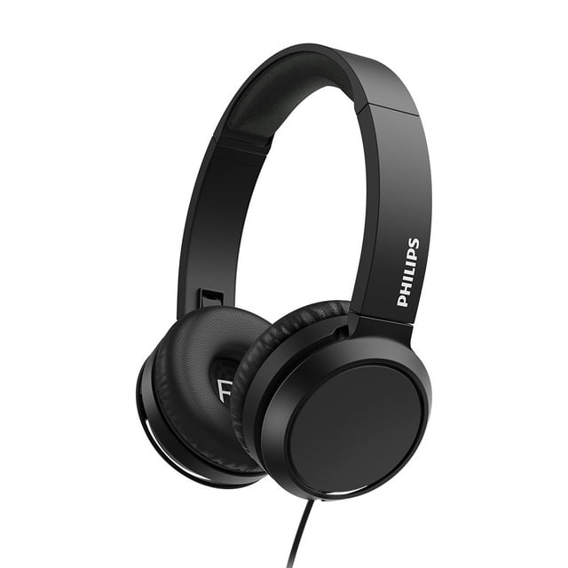 Philips Audio On-Ear Headphones TAH4105BK/00 with Microphone (In-Line Remote Control, Flat Folding, Angled Jack, Padded Headband, Noise Isolating) Black – 2020/2021 Model