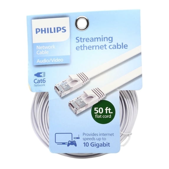 Philips Network Philips Audio/Video Network Cable Cat6 Flat Streaming Ethernet Cable ...