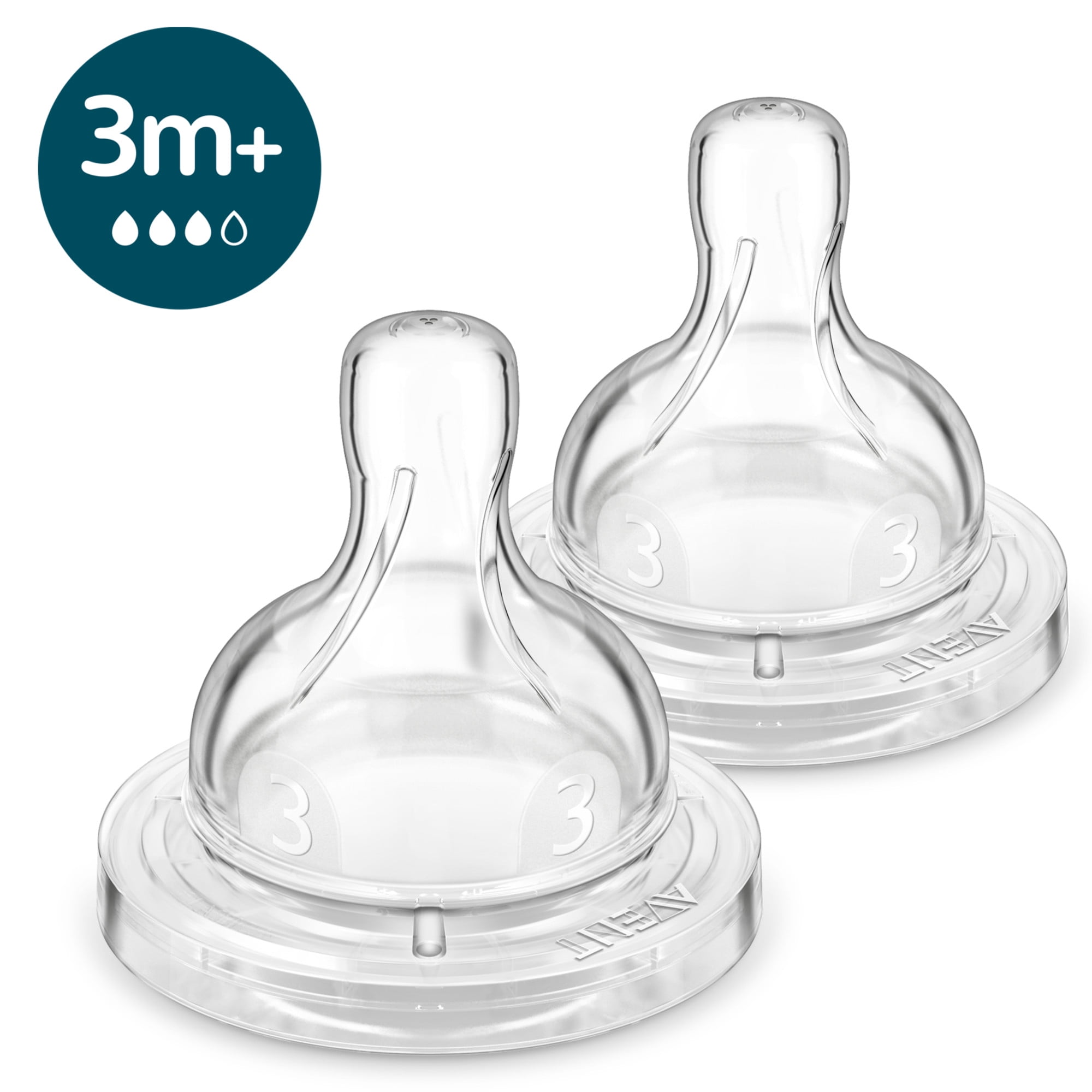 Philips Avent Anti-colic Baby Bottle Flow 3 Nipple, 2pk, SCY763/02 