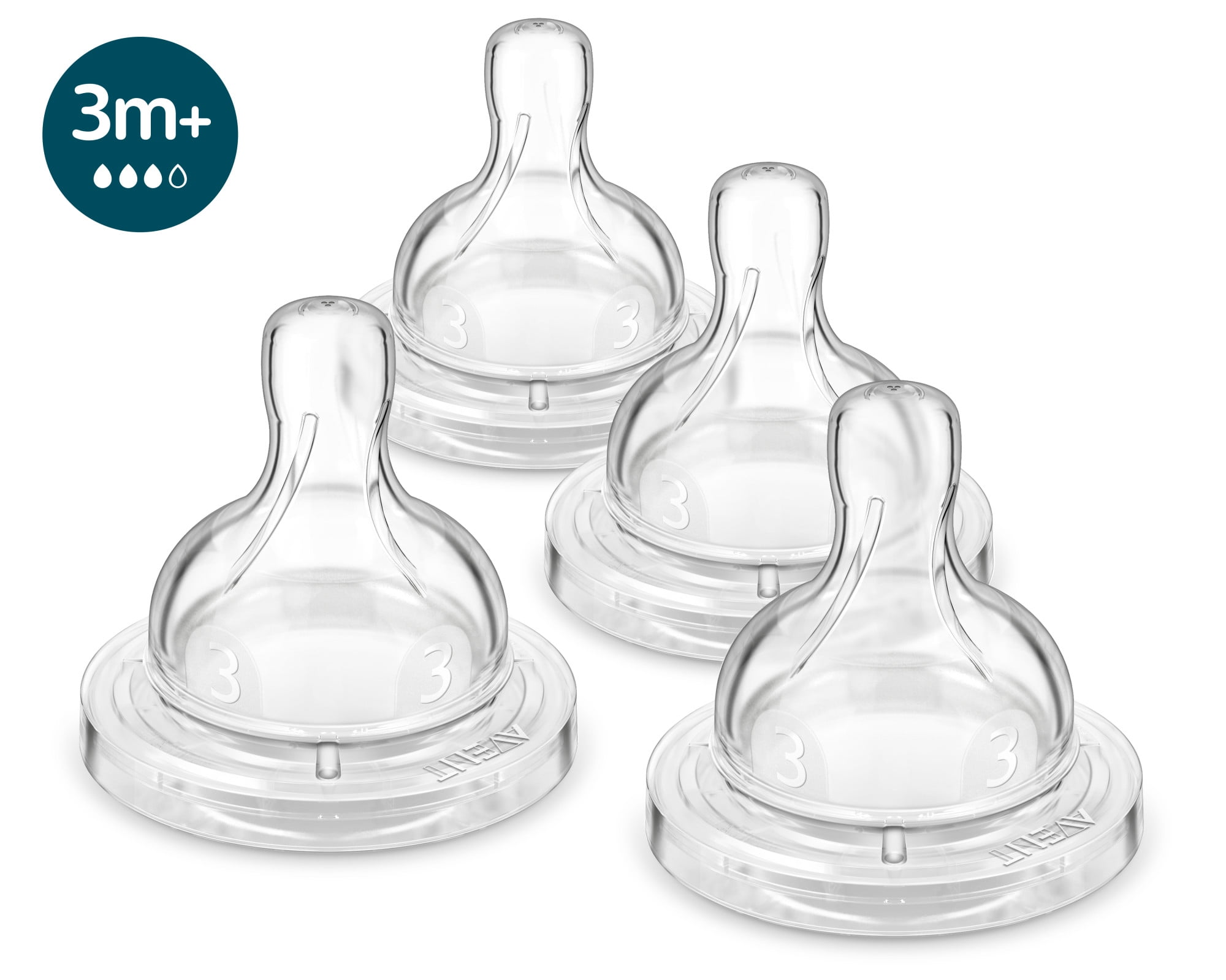 Philips Avent Anti-Colic Baby Bottle Flow 3 Nipple, 4pk, SCY763/04