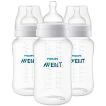 Philips Avent Anti-colic Baby Bottles, 1m , 11 oz, Clear, 3 Pack, SCY106/03