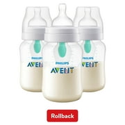 Philips Avent Anti-colic Bottle with AirFree Vent, 9oz, 3pk, Clear, SCY703/03