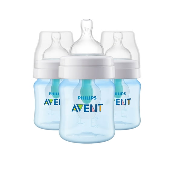 Philips Avent Anti-colic Bottle with AirFree Vent, 4oz, 3pk, Blue, SCF402/34