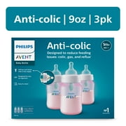Philips Avent Anti-colic Bottle with AirFree Vent, 9oz, 3pk, Pink, SCY703/13
