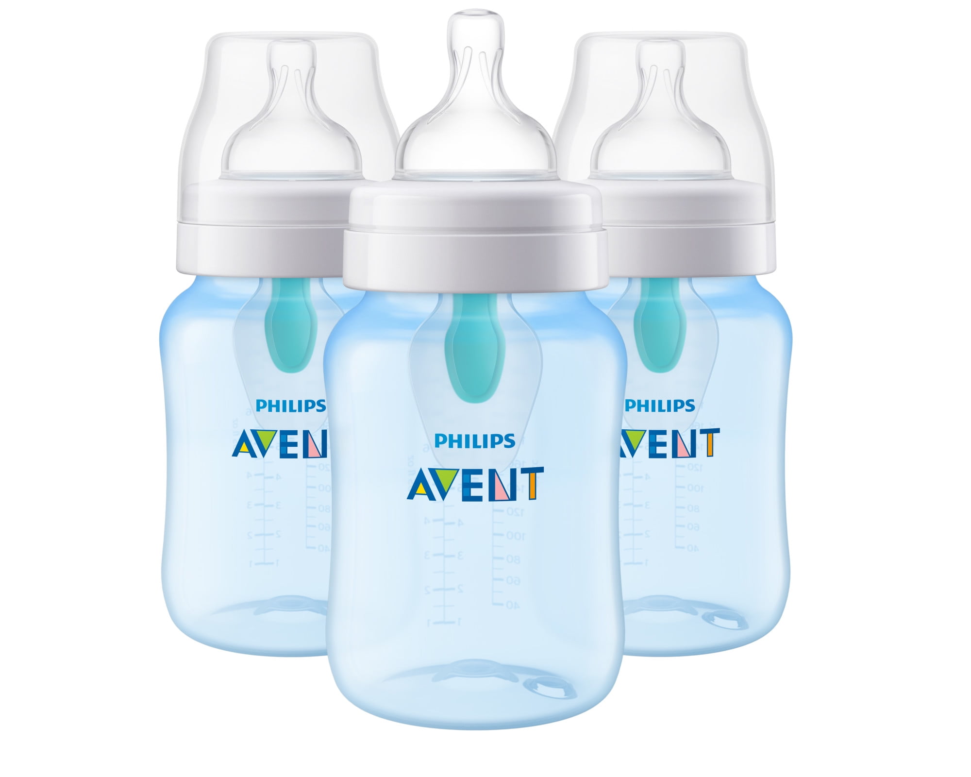 Philips Avent Anti-colic Bottle with AirFree Vent, 9oz, 3pk, Blue, SCF405/34