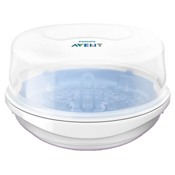 Philips Avent Microwave Steam Steriliser Chemical-Free, Compact, Holds 4 Bottles + Accessories