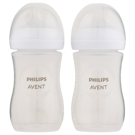 (2 pack) (2 pack) Philips Avent Natural Baby Bottle, Clear, 9oz, 2pk, SCF013/27