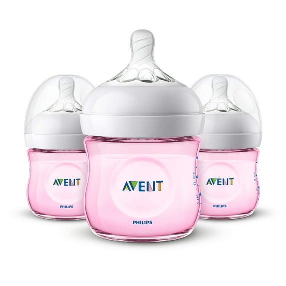 Philips Avent Natural Baby Bottle, Pink, 4oz,3pk, SCF010/38