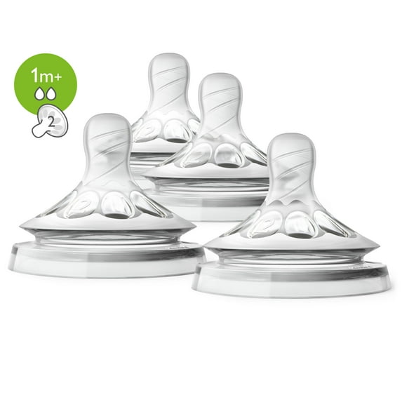 Philips Avent Natural Baby Bottle Slow Flow Nipple, 1M+, 4pk, SCF652/43