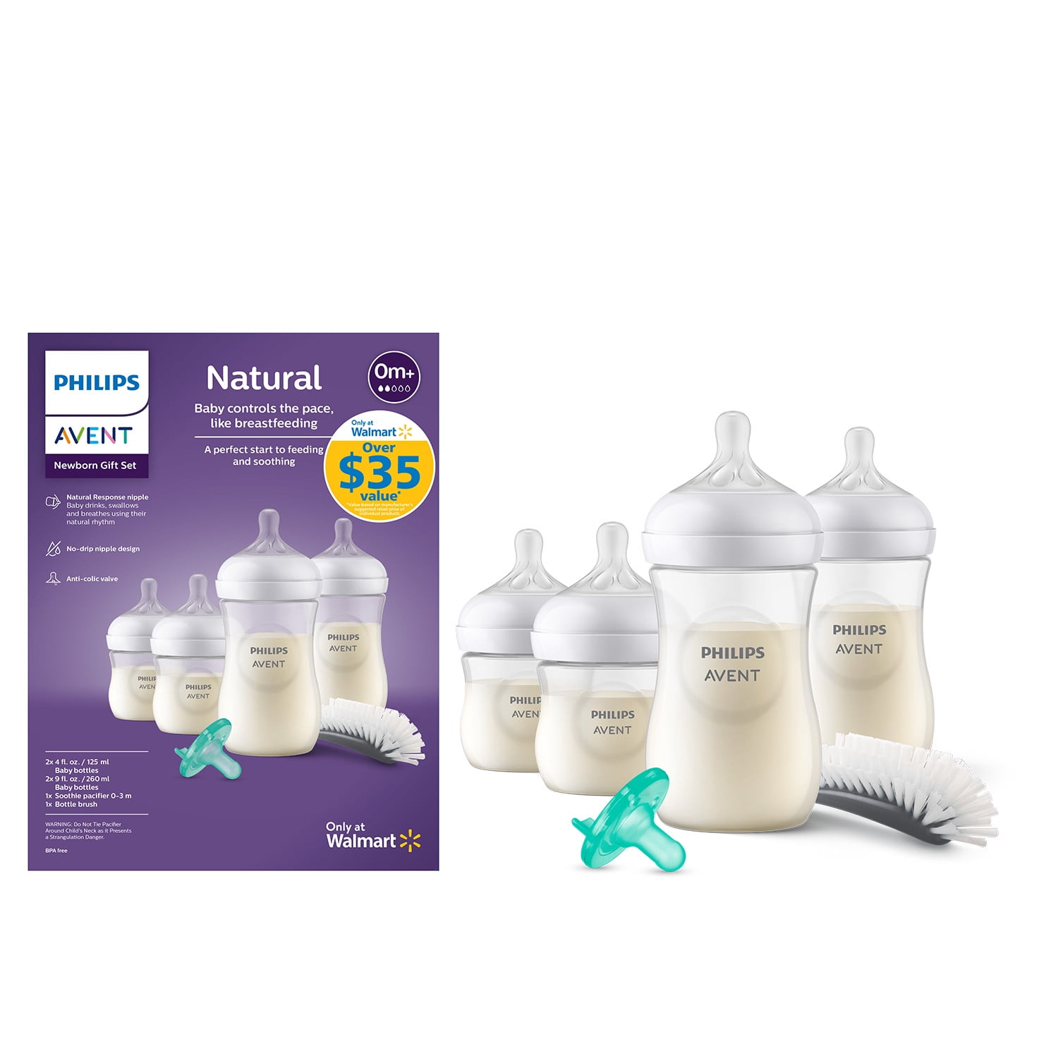 Philips Avent Natural Baby Bottle with Natural Response Nipple Newborn Gift Set, SCD837/03