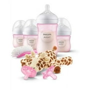 Philips Avent Natural Baby Bottle with Natural Response Nipple, Pink Baby Gift Set with Snuggle, SCD838/03