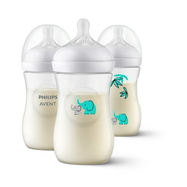 Philips Avent Natural Baby Bottle with Natural Response Nipple, Elephant, 1m+, 9oz, Blue, 3pk, SCY903/69