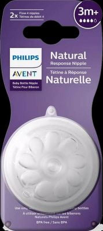 Philips Avent Natural Response Silicone Nipple Med Flow 4, 3M+, 2 Pack,  SCY964/02 