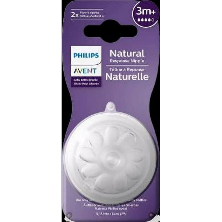 Philips Avent Natural Response Silicone Nipple Med Flow 4, 3M+, 2 Pack,  SCY964/02