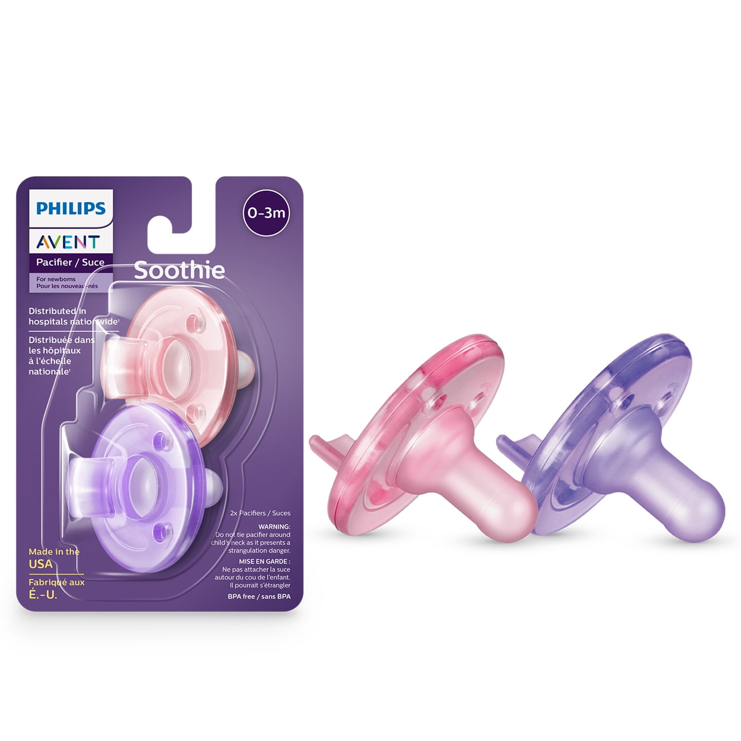 Philips Avent Soothie Pacifier 0 3 Months Pink Purple 2 Pack SCF190 philips-avent-soothie-pacifier-0-3-months-pink-purple-2-pack-scf190