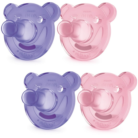 Philips Avent Soothie Shapes Pacifier, Pink/Purple, 0-3 Months, 4 Pack