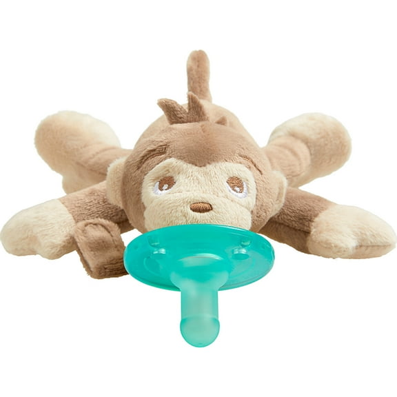Philips Avent Soothie Snuggle Pacifier Holder with Detachable Pacifier, Monkey, 0M+, SCF347/02