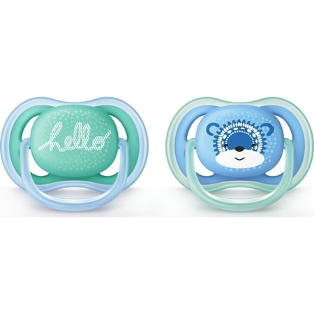Philips Avent Ultra Air Pacifier, 6-18 months, blue/green, fashion decos, 2 pack, SCF342/22