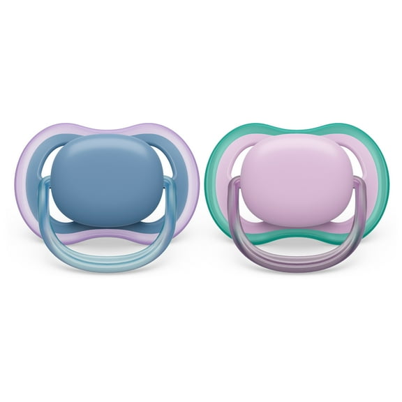 Philips Avent Ultra Air Pacifier 6-18M, Blue Hush / Lush Lilac, 2 Pack, SCF085/34