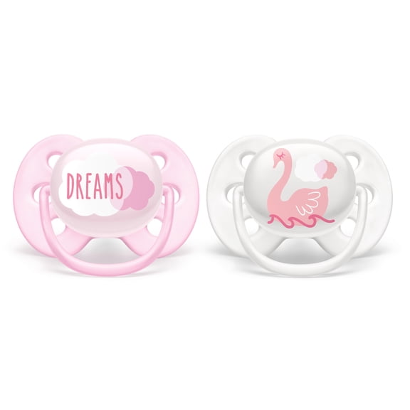 Philips Avent Ultra Soft Pacifier, 0-6 Months, Dreams and Swan Designs, 2 Pack, SCF222/02