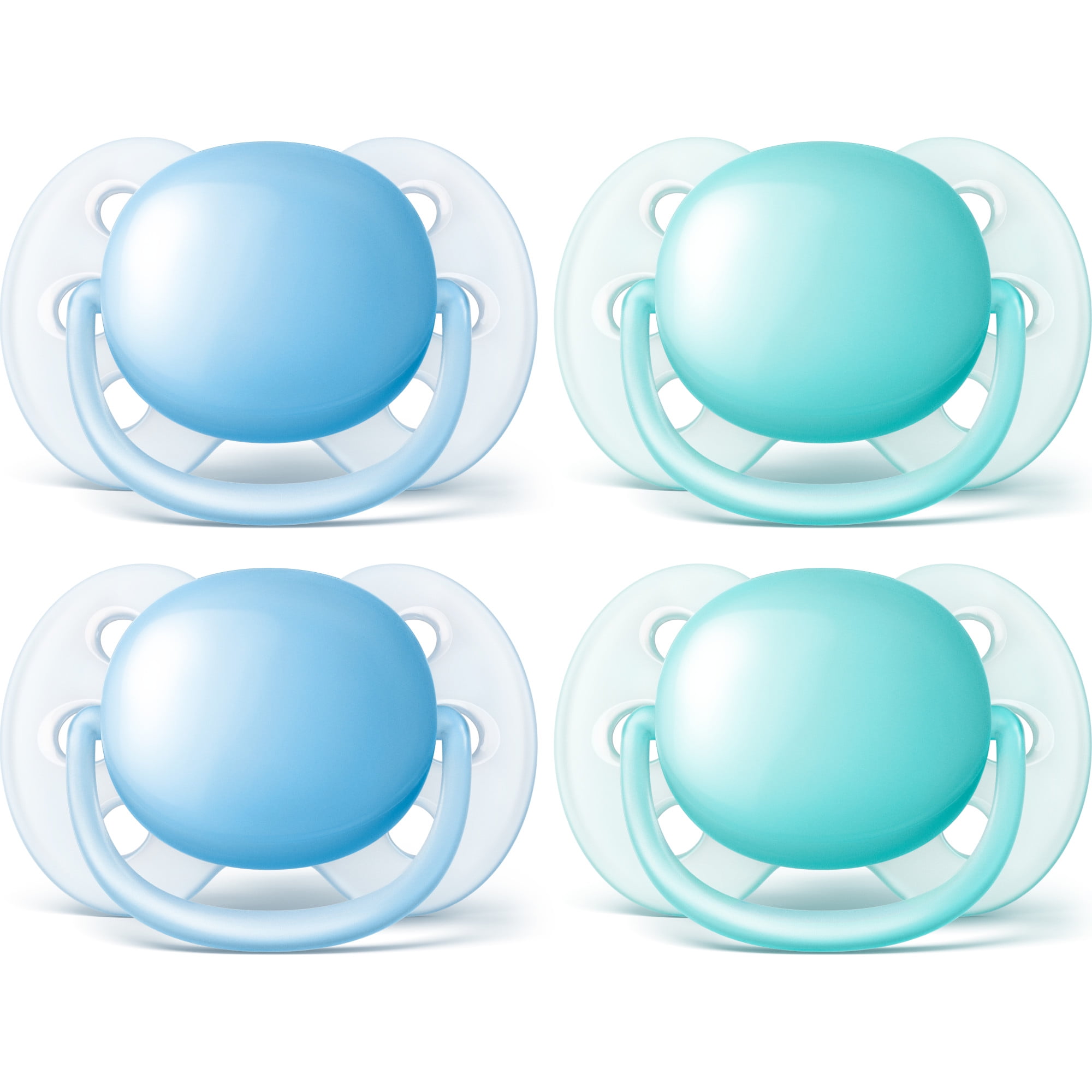 Philips Avent Ultra Soft Pacifier, 06 months, Blue/Teal, 4 pack