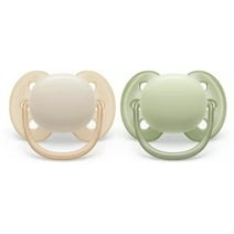 Philips Avent Ultra Soft Pacifier 0-6M, Sand / Pastel Warm Green, 2 Pack SCF091/05