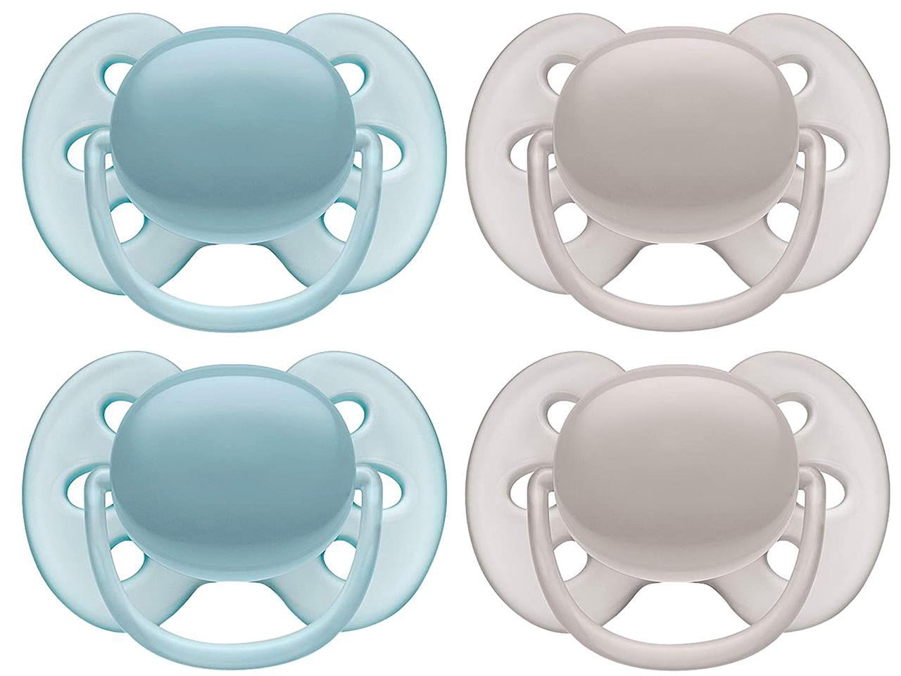 Philips Avent Ultra Soft Pacifier, 6-18 months, Teal and Gray Colors, 4  pack, SCF211/40 