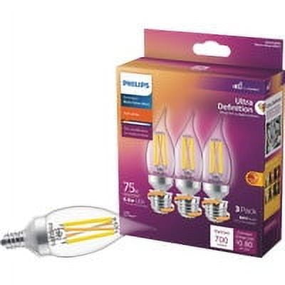 Philips 3013935 BA11 E12 Candelabra LED Light Bulb, Soft White - 75W Equivalence - Pack of 3