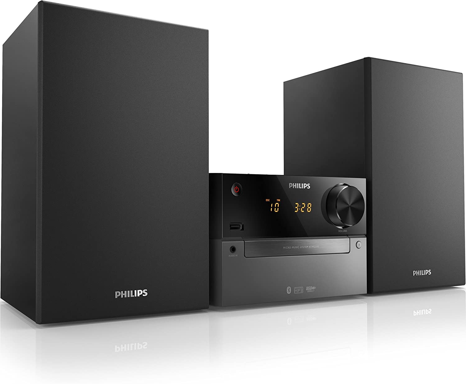 Philips BTM2310 Mini Stereo System with Bluetooth Wireless CD Player (CD, MP3, USB for Charging, Ukw, 15 Watt) - Black - image 1 of 7