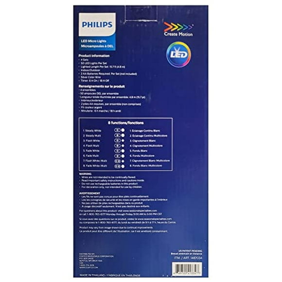 Philips Battery Operated LED Micro Lights Color Changing Warm White/Multi 4 Sets