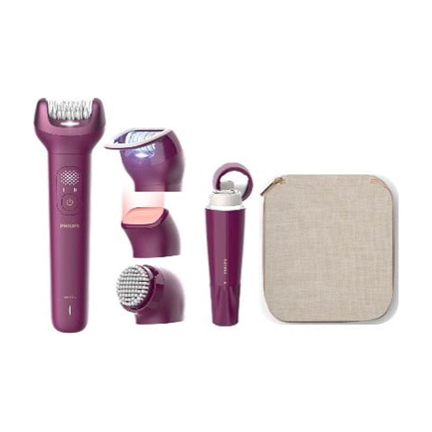 Philips Beauty Set - All-In-One Set For Body and Face, Cordless Wet and Dry Use, For Hair Removal, Body and Skincare, Epilator with 7 Accessories, Model BRE738/00