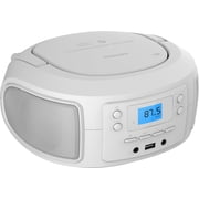 Philips Bluetooth Portable Boombox with CD Player, Dynamic Bass Boost, USB Input, FM Radio - White