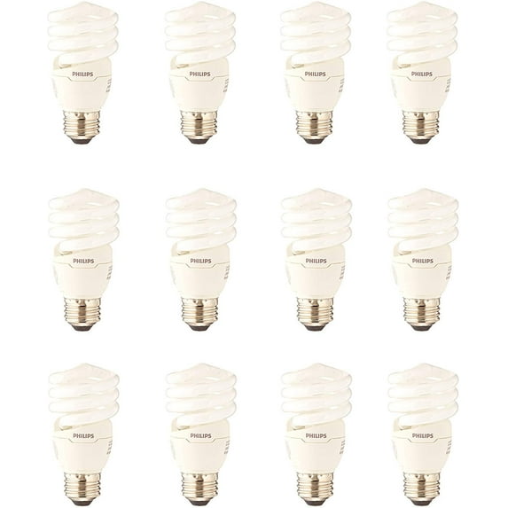 Philips CFL Light Bulb 13W T2 Twister Daylight 6500K, 60 Watt Equivalent 12 Pack