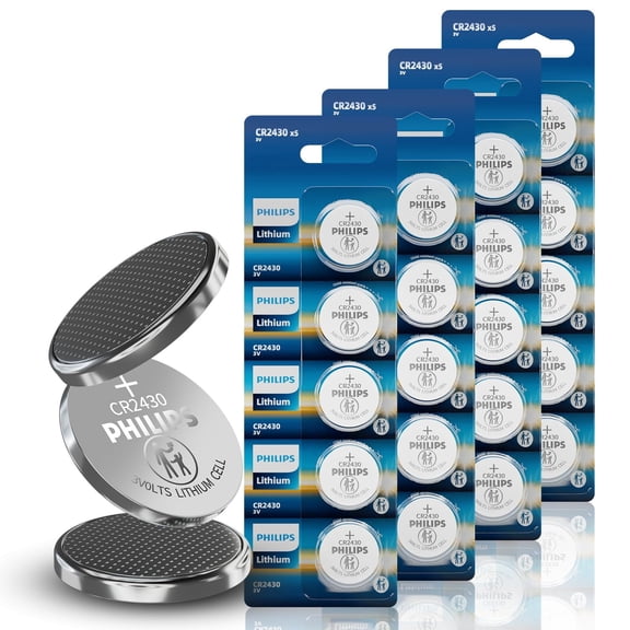 Philips CR2430 3V Lithium Coin Battery (20-Pack) - CR2430 Battery for TPMS, Intelligent Door Lock, Key Remote Control, Medical Devices, Industrial Sensors