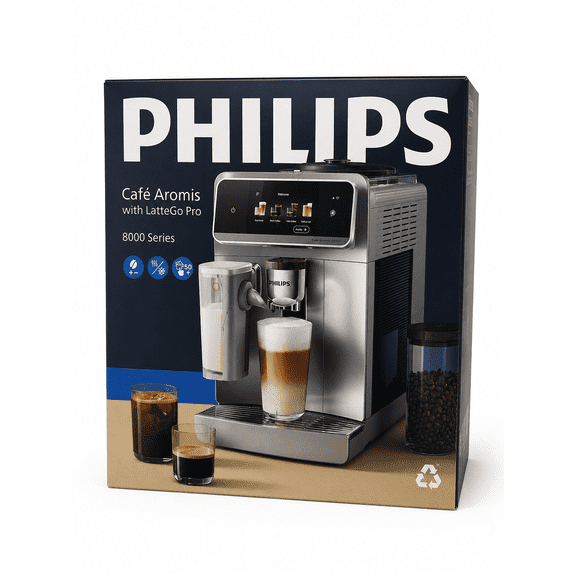 Philips Cafe Aromis 8000 Series Fully Automatic Coffee and Espresso Machine with LatteGo Pro