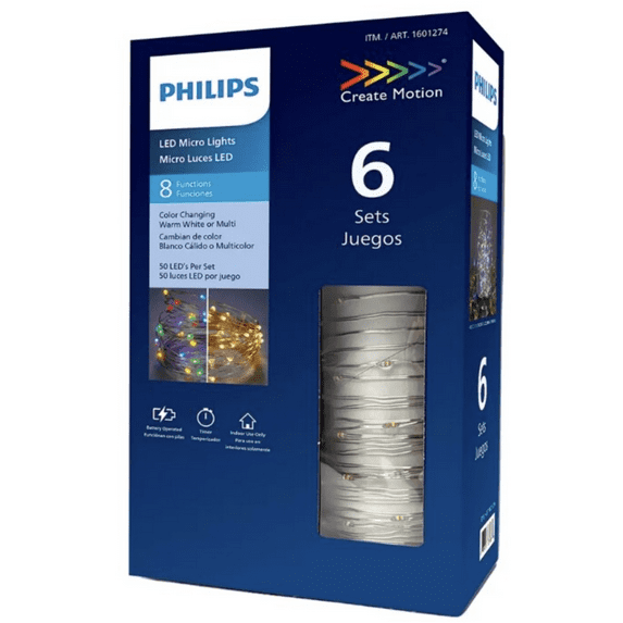 Philips Color Changing LED Micro Lights, 6 Sets, 50 LEDs per Set