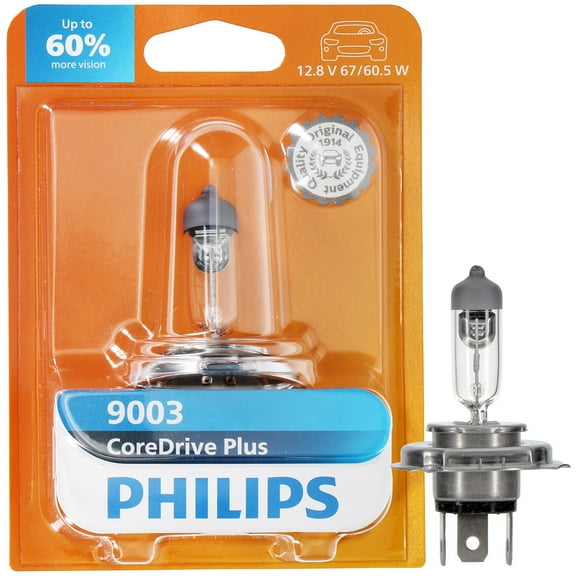 Philips CoreDrive Plus 9003 Halogen Headlight Bulb, 1 Pack, Fits Select Vehicles