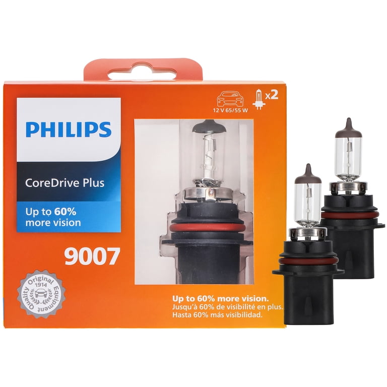 Philips CoreDrive Plus 9007 Halogen Headlight Bulbs, 2 Pack, Fits