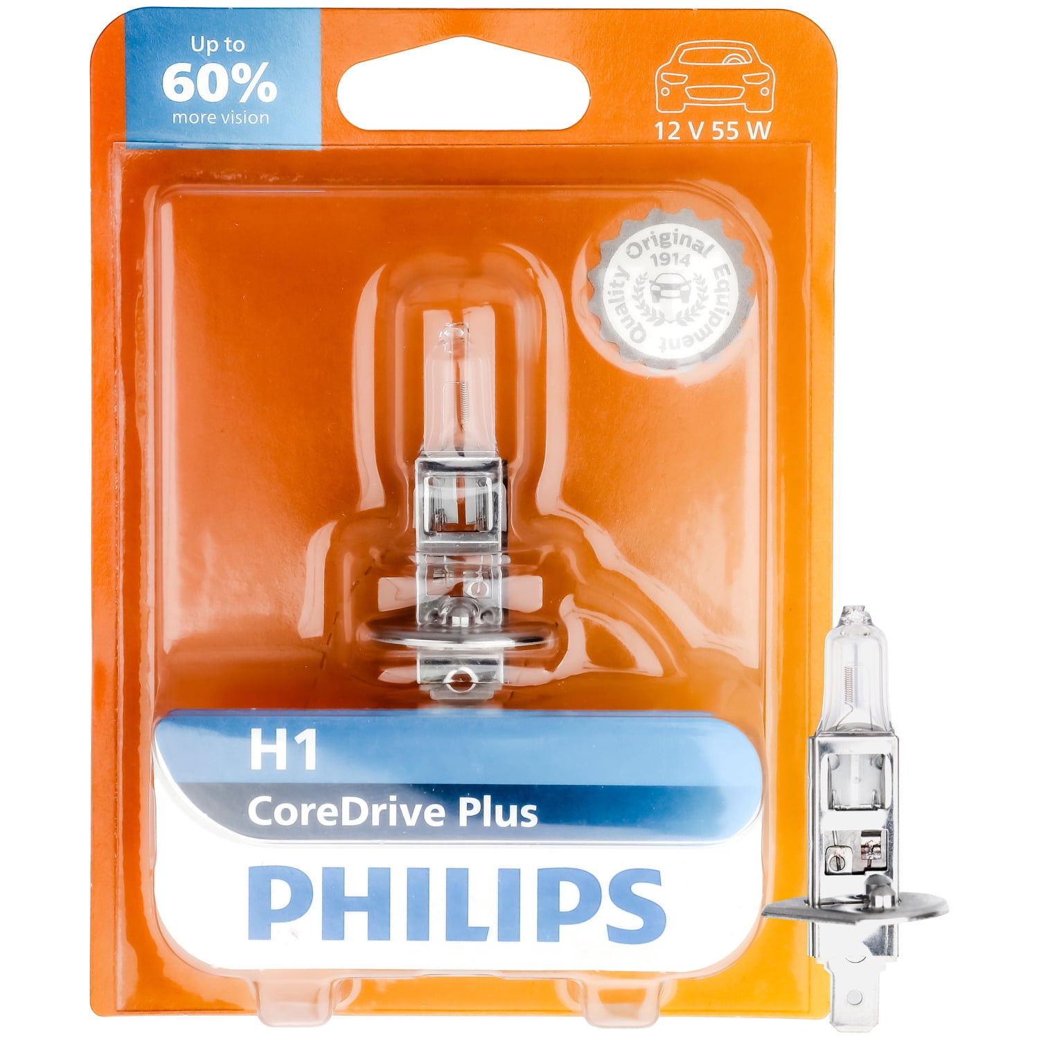 Philips CoreDrive Plus H1 Halogen Headlight Bulb, 1 Pack, Fits
