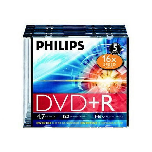 4.7GB DVD+R SLIM CASE 5PK