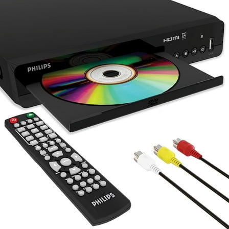 Philips 1080P HD DVD Player with Remote for TV | USB Input & RCA Cable for Home Stereo System