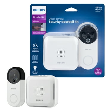 Philips Wireless Security Doorbell Chime Kit, Decoy Doorbell Camera, Motion-Activated Light, 32-Chime Doorbell