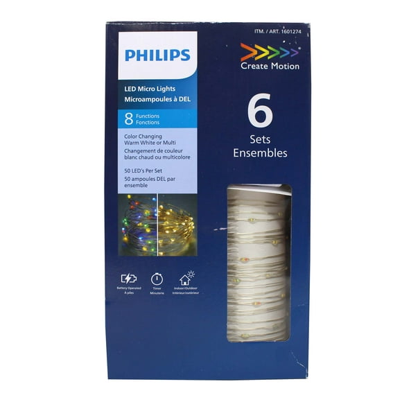 Philips Dual Color LED Micro Lights, 6ct