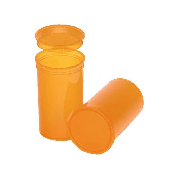 Philips Empty Prescription Pop Top Vial Made in USA Pack of 225 Dry Herb Containers with Child Resistant Translucent Amber Color 19 Dram Medical Pharmacy Pill Bottles