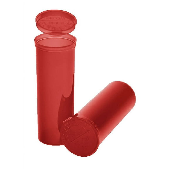 Philips Empty Prescription Pop Top Vial Made in USA Pack of 75 Dry Herb Containers with Child Resistant Translucent Red Color 60 Dram Medical Pharmacy Pill Bottles
