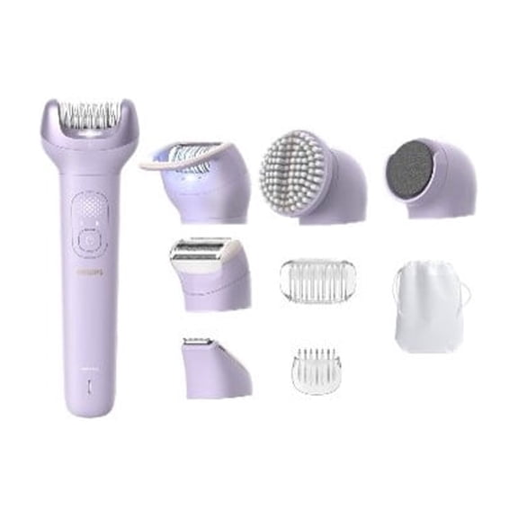 Philips Epilator Series 9000 - Cordless Wet and Dry Electric Epilator, Hair Removal For Legs, Body and Bikini, with Proguide, 9 Accessories Including Pedicure Head, 60 Min. Runtime, Model BRE728/00
