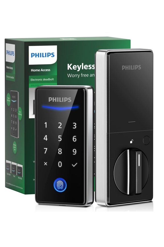Keyless Entry Door Lock with Keypad - Smart Deadbolt Lock for Front Door, Auto Lock, One-time PIN Code, Fingerprint Door Lock - Satin Nickel
