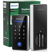 Philips Keyless Entry Door Lock with Keypad - Smart Deadbolt Lock for Front Door, Auto Lock, One-time PIN Code, Fingerprint Door Lock - Satin Nickel